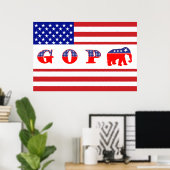 米国国旗 – G O P – 象 ポスター (ホームオフィス)