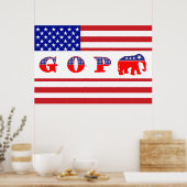 米国国旗 – G O P – 象 ポスター (キッチン)