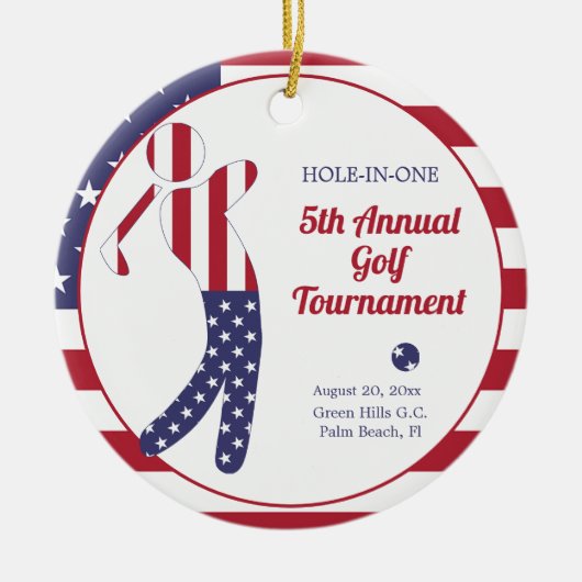 米国国旗 | Hole-in-one Golf Tournament Prize セラミックオーナメント (正面)