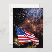 米国国旗 – Independence Dayお祝い インビテーションポストカード (正面/裏面)