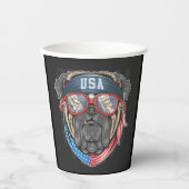 米国国旗（pugあり） 紙コップ (正面)