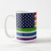 米国国旗 – Rainbowグリッター(スタイル)ストライプ コーヒーマグカップ (左)