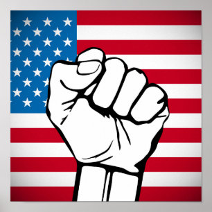 米国国旗 Rising Fist ポスター