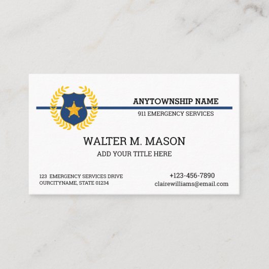 米国国旗 | Thin Blue Line Police 名刺 (正面)