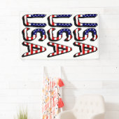 米国国旗(v)bnrcnに重ねられた米国 横断幕 (インサイチュ)