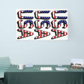 米国国旗(v)bnrcnに重ねられた米国 横断幕 (トレードショー)