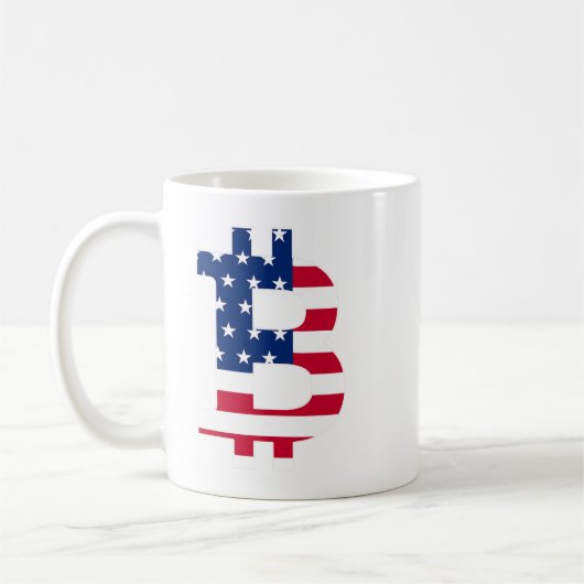 米国国旗Bitcoin BTC暗号メンズことわざ コーヒーマグカップ (左)