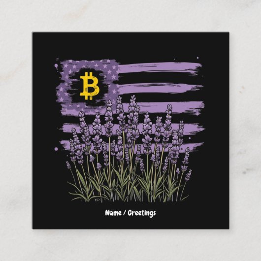 米国国旗Bitcoin BTC革命おもしろいCrypto スクエア名刺 (正面)