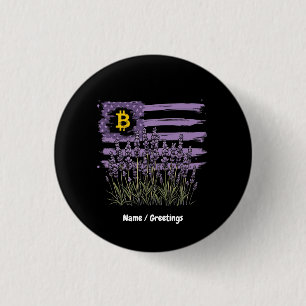 米国国旗Bitcoin BTC革命おもしろいCrypto 缶バッジ