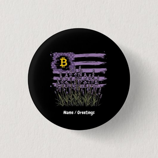 米国国旗Bitcoin BTC革命おもしろいCrypto 缶バッジ (正面)