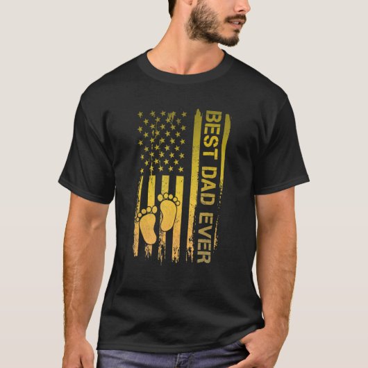 米国国旗C最高のの父の日のパパ Tシャツ (正面)