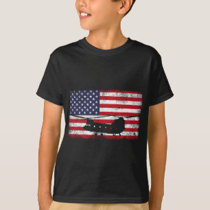 米国国旗CH-47チヌークヘリコプター陸軍D Tシャツ