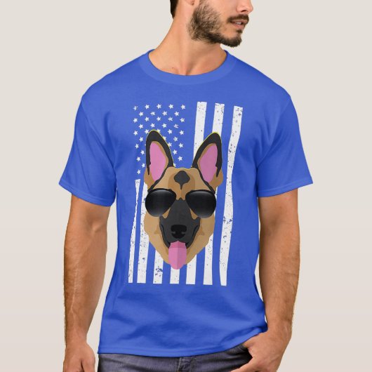 米国国旗K9ギフト警察犬ドイツ羊飼い Tシャツ (正面)