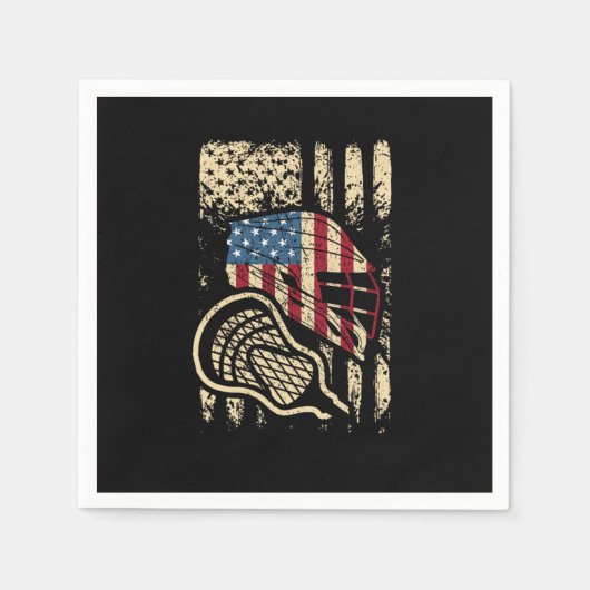 米国国旗Lax愛国的なアメリカラクロス選手 スタンダードカクテルナプキン (正面)