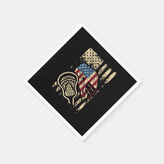 米国国旗Lax愛国的なアメリカラクロス選手 スタンダードカクテルナプキン (角)
