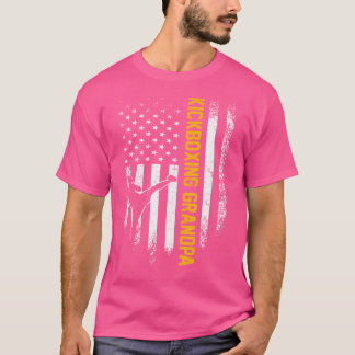 米国国旗mmaキックボクシングファイターグランドパシルエット tシャツ