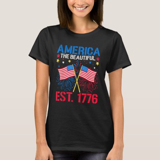 米国国旗Patriotic 4th of 7月アメリカ1776年メンズW Tシャツ (正面)