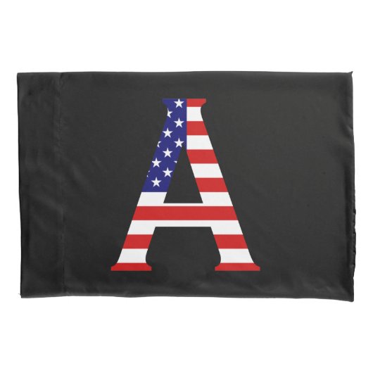 米国国旗pccntにオーバーレイされたモノグラム 枕カバー (正面)