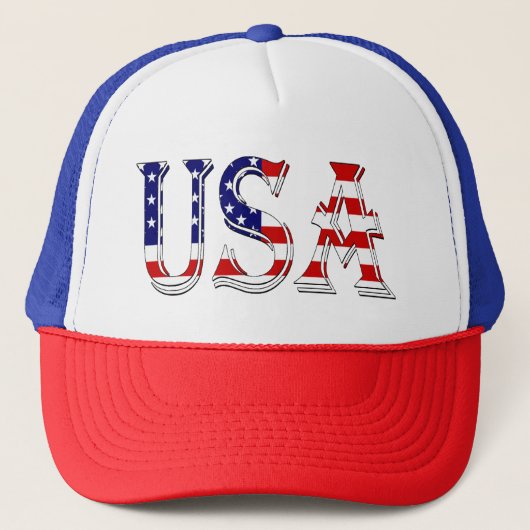 米国国旗thcn Trucker Hatに重ねられた米国 キャップ (正面)