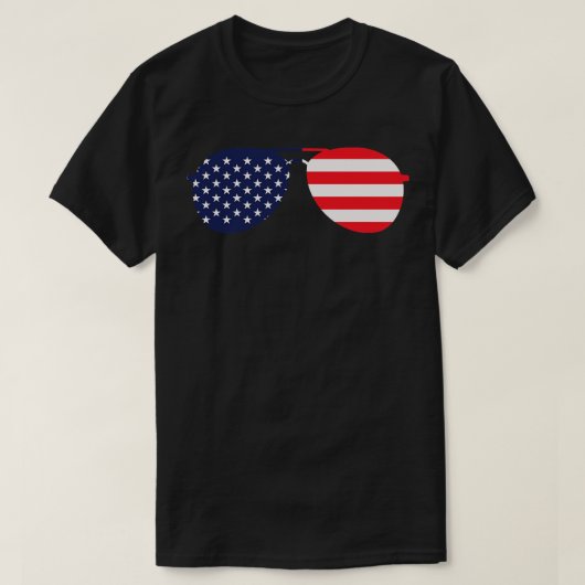 米国国旗USAアビエーターサングラス Tシャツ (デザイン正面)