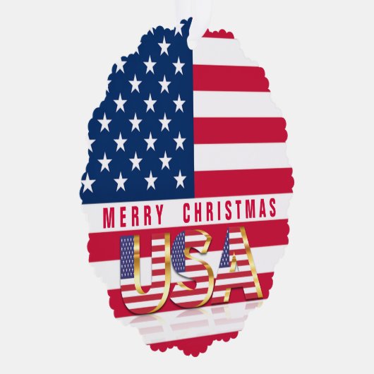 米国国旗USAメリークリスマスオーナメントカード オーナメントカード (右)