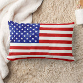 米国国旗USA愛国枕水色 ランバークッション (ブランケット)