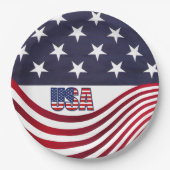 米国国旗USA 7月4日の独立記念日 ペーパープレート (正面)