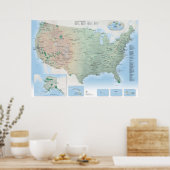 米国国立公園の地図ポスター ポスター (キッチン)