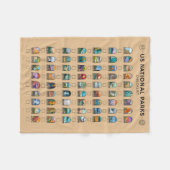 米国国立公園チェックリストヴィンテージ フリースブランケット (正面(横))