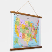 米国地図の壁 吊り下げ型タペストリー (傾斜あり)