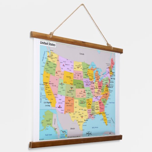 米国地図の壁 吊り下げ型タペストリー (傾斜あり)