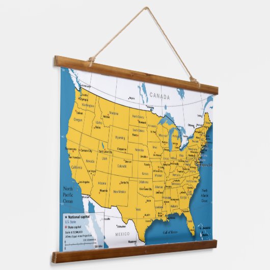 米国地図の壁 吊り下げ型タペストリー (傾斜あり)
