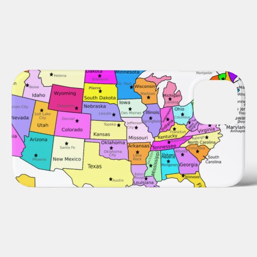 米国地図の対象 Case-Mate iPhoneケース (裏面 (横))