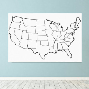 米国地図の空白のアウトライン統一された州60x40インチ フォトプリント
