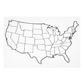 米国地図の空白のアウトライン統一された州60x40インチ フォトプリント (正面)
