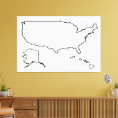 米国地図の空白のアウトライン60x40インチ統一された州 キャンバスプリント (インサイチュ (リビング))