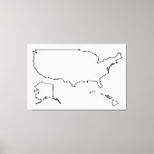 米国地図の空白のアウトライン60x40インチ統一された州 キャンバスプリント (正面)