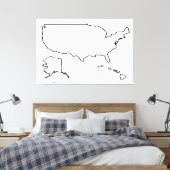 米国地図の空白のアウトライン60x40インチ統一された州 キャンバスプリント (インサイチュ (寝室))