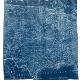 米国地図の青写真 シャワーカーテン (正面)