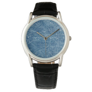 米国地図の青写真 腕時計