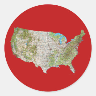 米国地図ステッカー ラウンドシール