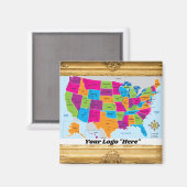 米国地図デザイン磁石 マグネット (正面/裏面)