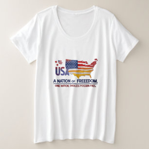 米国地図プライドティー – 自由の国(プラスサイズ) プラスサイズTシャツ