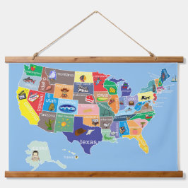 米国地図子供へ壁 吊り下げ型タペストリー