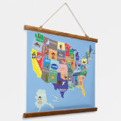 米国地図子供へ壁 吊り下げ型タペストリー (傾斜あり)
