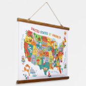 米国地図子供へ壁 吊り下げ型タペストリー (傾斜あり)