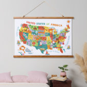 米国地図子供へ壁 吊り下げ型タペストリー (寝室)
