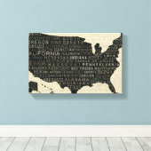 米国地図 キャンバスプリント (インサイチュ (ウッドフロア))