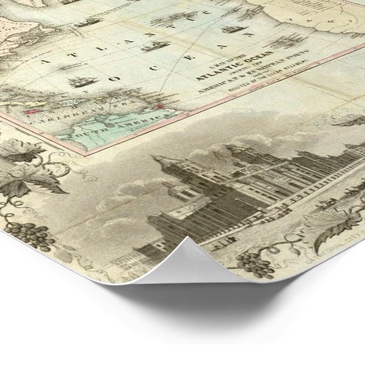 米国地図 ポスター (角)