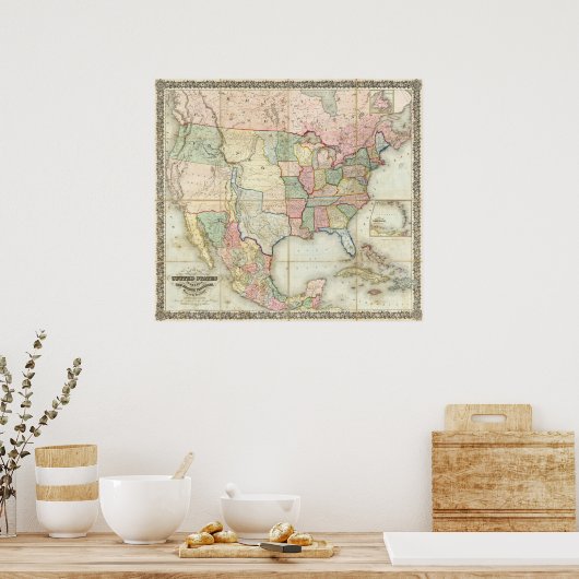 米国地図 ポスター (キッチン)